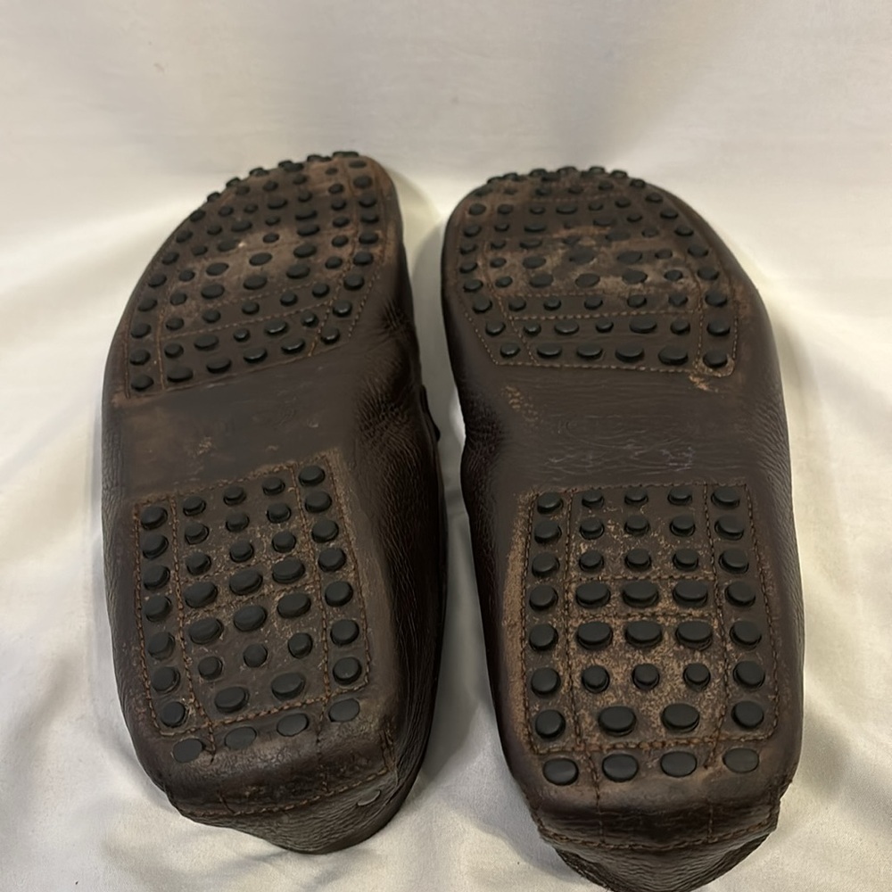 Tod's Brown Loafers Driving Moc Shoes Men Size 9.5 pebbled leather - Picture 8 of 10